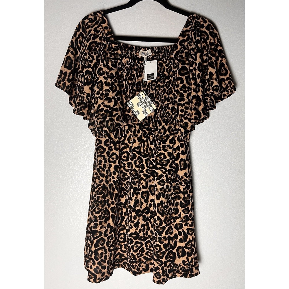 Baum und Pferdgarten Dress Women's 6 Leopard Crepe Smocked Knee Length‎ NWT